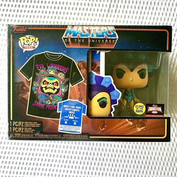 Funko Pop! Tees MOTU GITD MASTERS OF THE UNIVERSE Evil Lyn with Unisex Size M - Picture 2 of 9